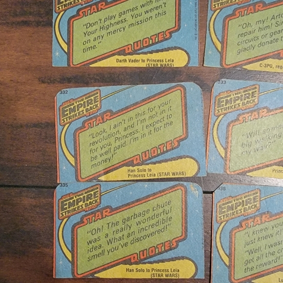 Set of 9 Vintage 1980 Star Wars Trading Cards - Picture 5 of 7